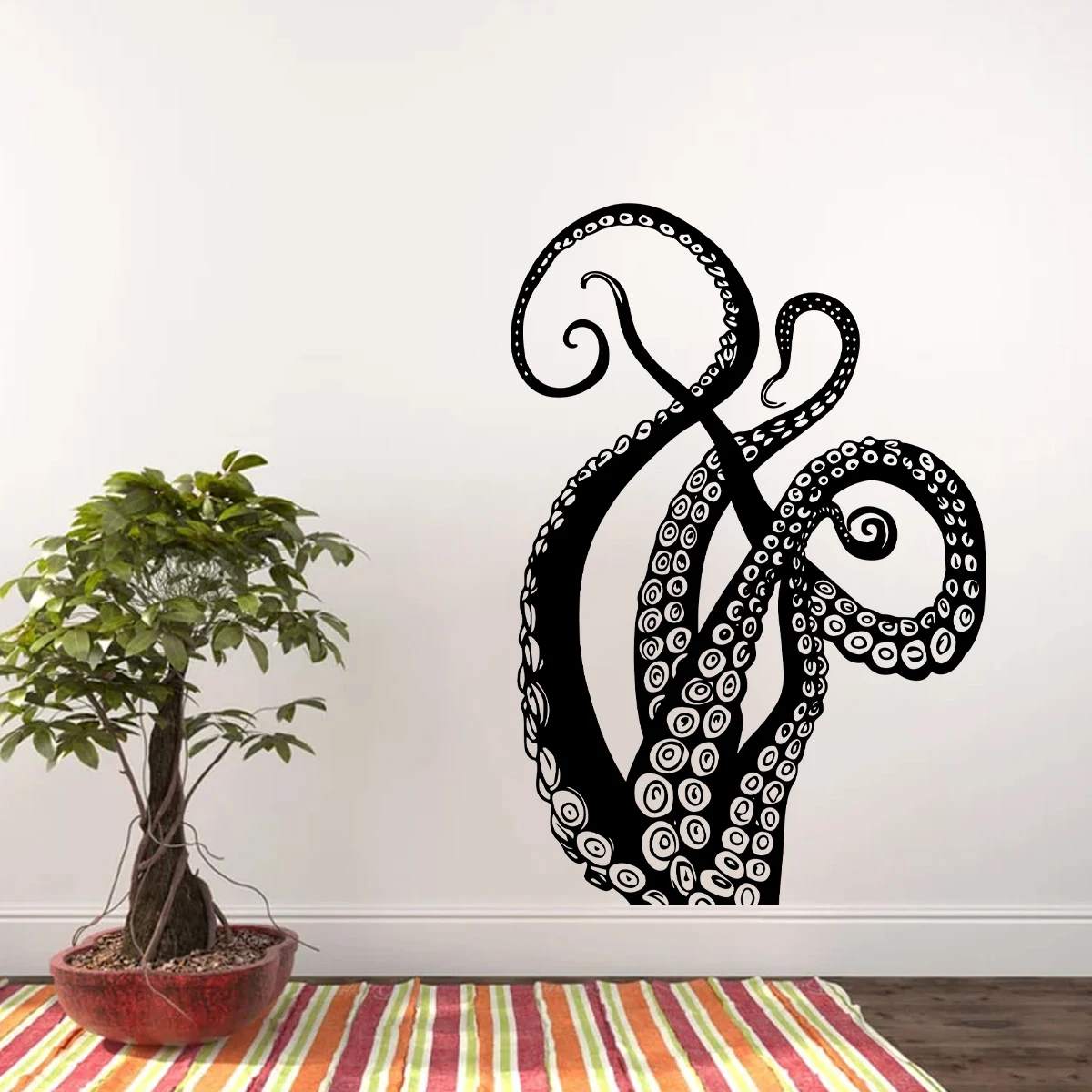 Funny Octopus Foot Silhouette Wall Stickers for Home Decor Accessories Living Room Decoration Background Wall Decals Kids Room