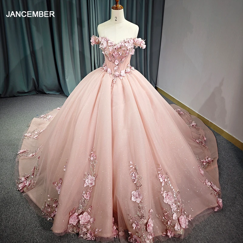 Jancember Promotion Wholesale Quinceanera Dresses For Gril Floor-Length Sweetheart Cap Sleeve Appliques Bar Mitzvah DY6682