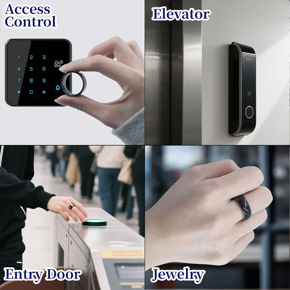 حلقة رقاقة مزدوجة ذكية تتفاعل 125 كيلو هرتز T5577 حلقة قابلة لإعادة الكتابة 13.56 ميجا هرتز رمز استنساخ Cuid Nfc شارة متغيرة