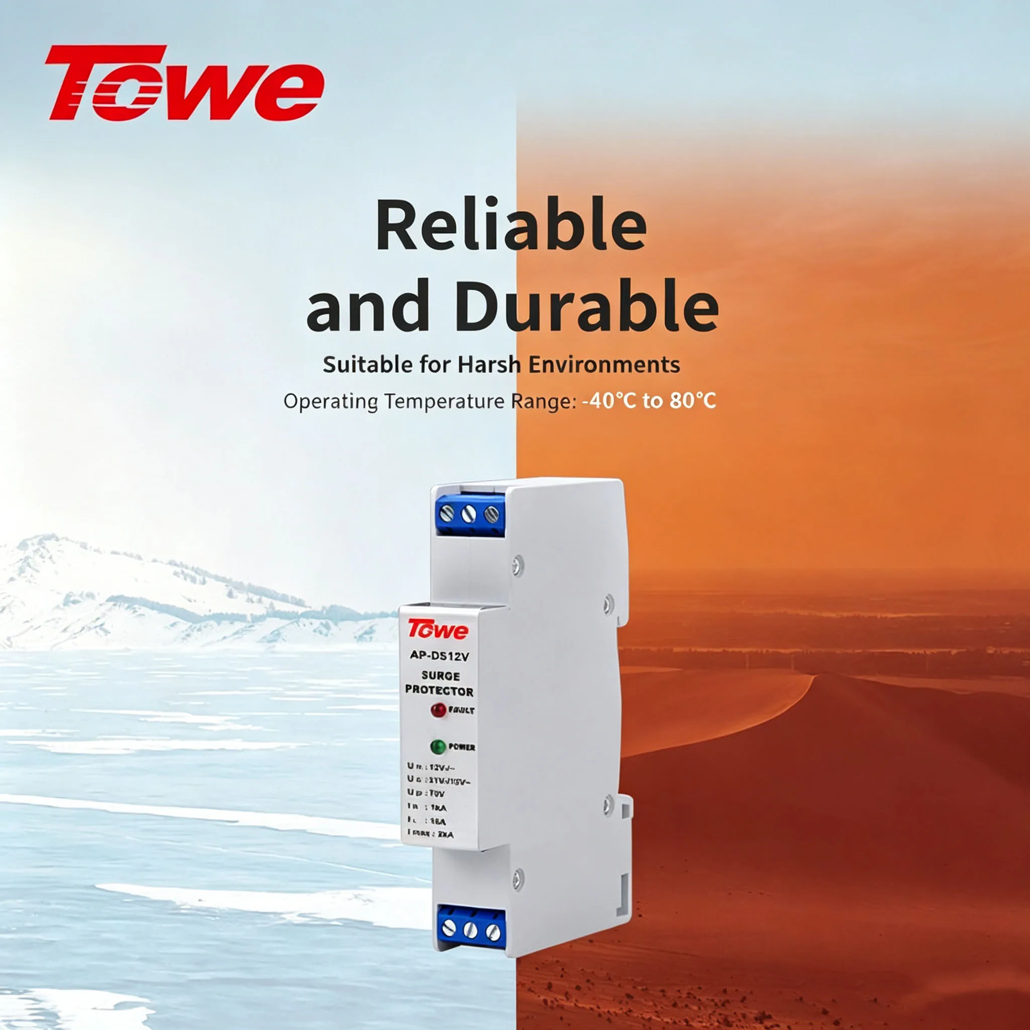 TOWE DC Surge Protector SPD 24V 48V 60V 120V Low Voltage Lightning Protection Device DIN Rail Mount Power Supply Surge Arrester