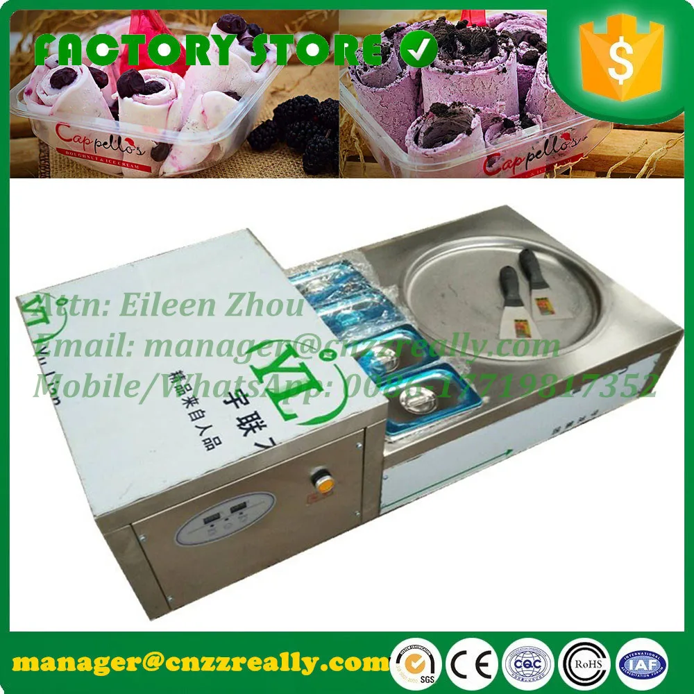 Free Shipping single round pan fried ice cream machine; frying ice cream machine; ice roll machine with working table