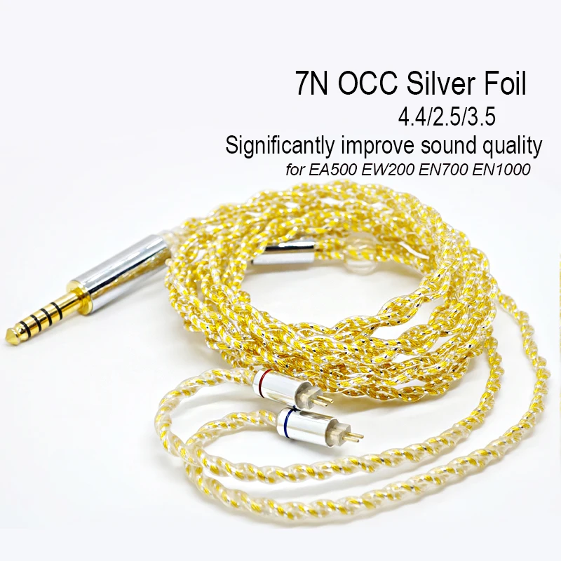 

EA500 EW200 EN700 EN1000 0.78 2PIN Cable 4.4 balance 3.5 2.5 4 Core 7N OCC Silver Foil Earphone Cable for Simgot