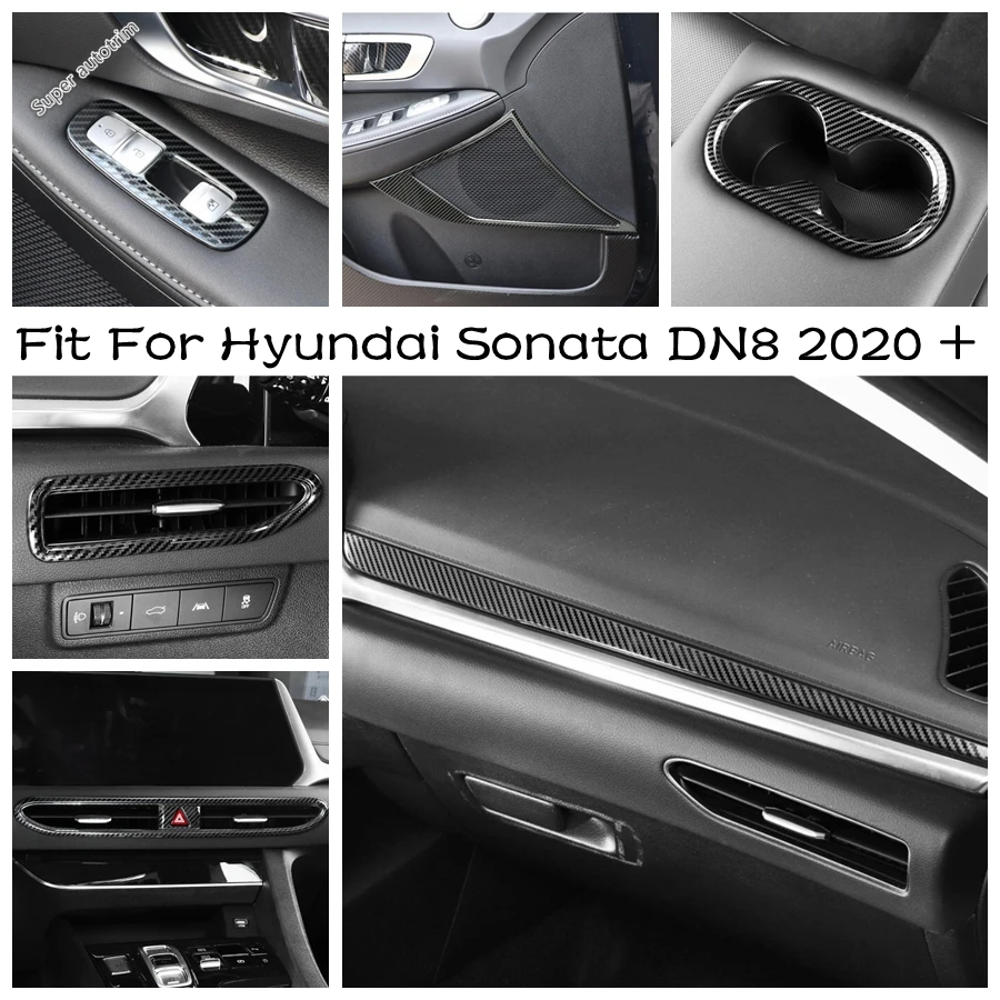 

Dashboard Air Conditioning AC Vent Outlet Cover Trim Carbon Fiber Texture For Hyundai Sonata DN8 2020 - 2023 Interior Refit Kit