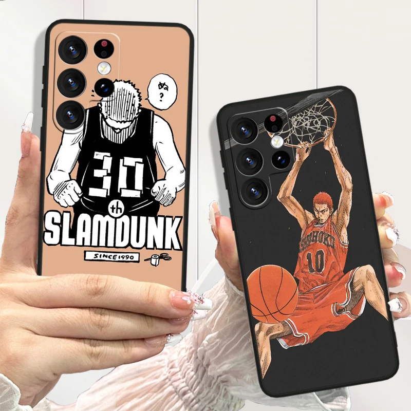 Handsome SLAM DUNK For Samsung Galaxy S24 S23 S22 S21 S20 S10E Ultra Plus Lite FE Black Silicone Funda Soft Phone Case Cover