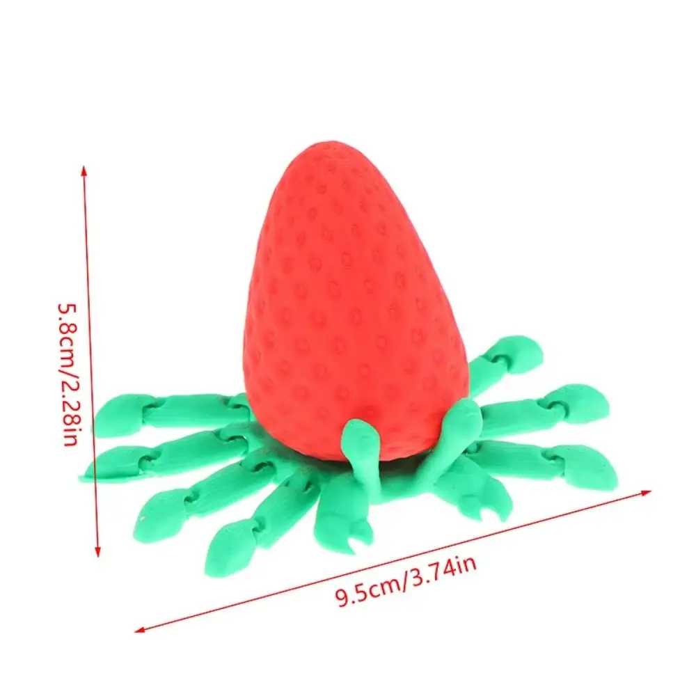 Pose Fleksibel 3D Dicetak Kepiting Stroberi Multi-sendi Dekorasi Desktop Mini Ornamen Kepiting Stroberi Dapat Bergerak Warna-warni