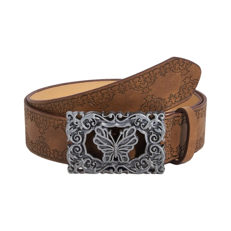 

Carved Buckle Belt Aesthetic PU Belt Cowboy Waistband Decorative Belt for Pants Jeans Elegant Adult Western Waiststrap