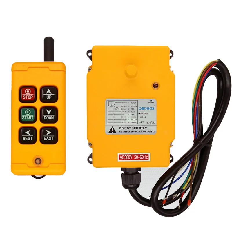 HS-6 Wireless Industrial Remote Switch 6 Buttons Single Speed Crane 12v 24v 48v Crane Hoist Controller Zigbee