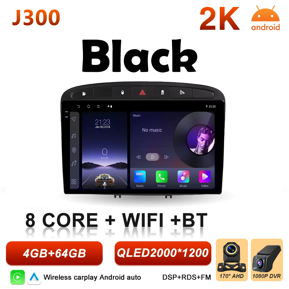Android 16 autoradio voor Peugeot 308 308SW 408 2007 2008 2009 2010 2011 - 2020 Carplay Video Head Unit Autoradio RSD 2k scherm