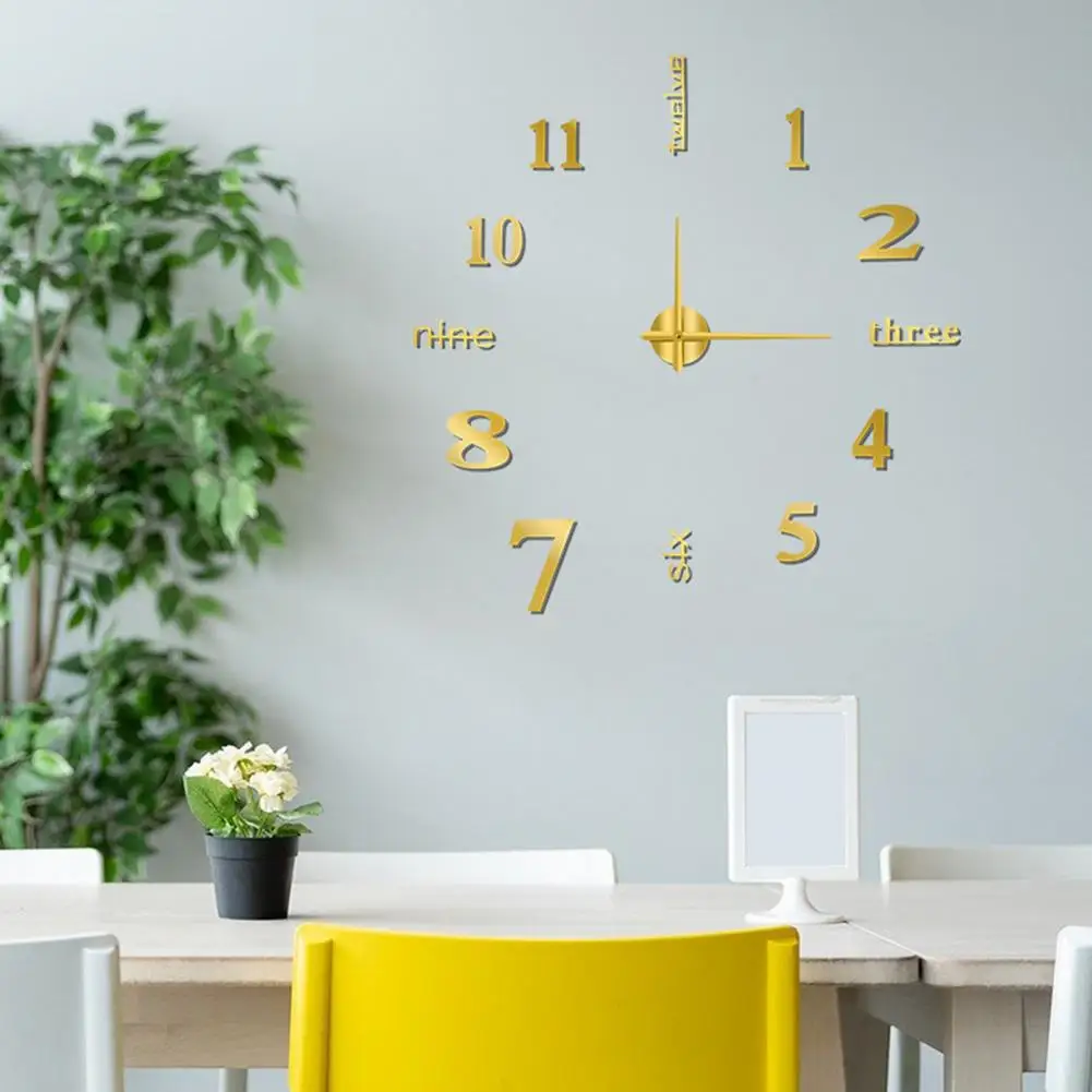 Quiet Acrylic Wall Clock Battery Powered Modern Nordic Wall Clock Non-ticking Arabic Numerals Clock 3D Effect DIY Wall Clocks