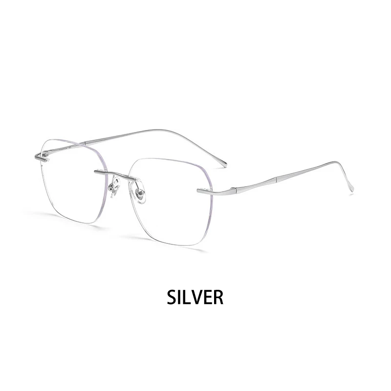 VICKY Ultraleichte randlose Myopie-Rahmen aus Titan, Unisex, einfache quadratische Leserahmen, individuelle Brillen, F0623 6