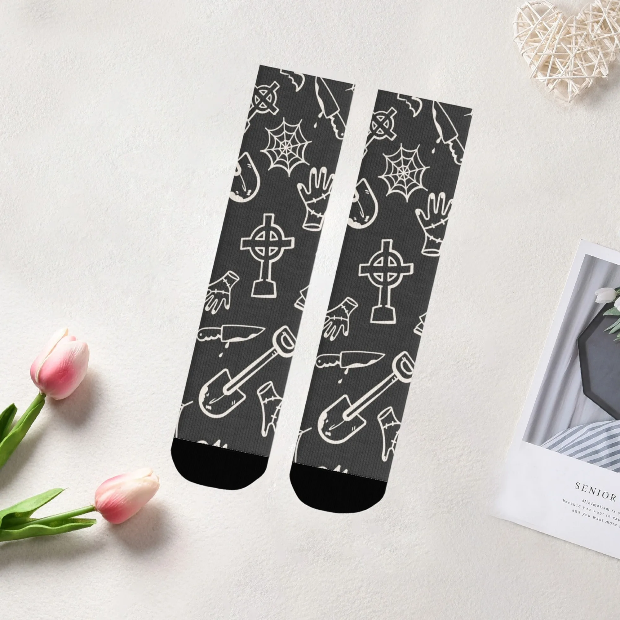 Gothic Style Socks Soft Non-slip Durable Anti-rub Men's Socks Outdoor Travel Cycling Retro Punk Fashion Edgy Streetwear Socks