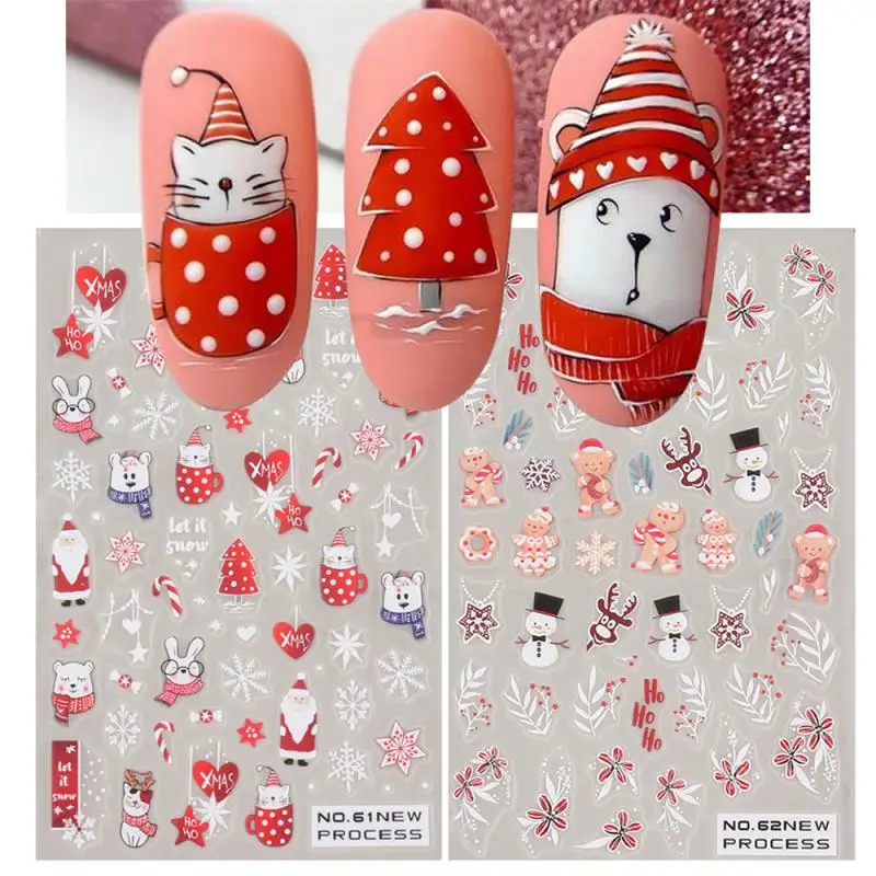 Clear Pattern Christmas Stickers Easy To Use Nail Stickers Various Patterns Preferred Material Nail Art Stickers Nail Supplies