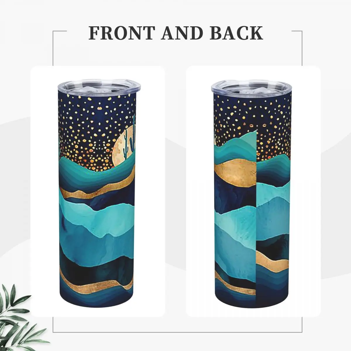 Indigo Desert Nigh Stainless Steel Tumbler Vacuum Insulated Mug Thermal Cold Cups Straw With Lid 20oz