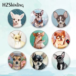 2023 New Chihuahua Badge Brooch Cute Dog Pin Backpack Decoration Pins Round Jewelry Women Gift