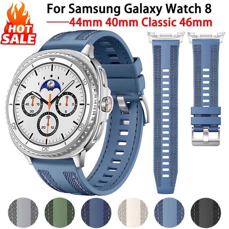 

Strap For Samsung Galaxy Watch 8 Classic 46mm Replacement Correa Sport Nylon+Silicone Bracelet Galaxy watch 8 44mm 40mm Band