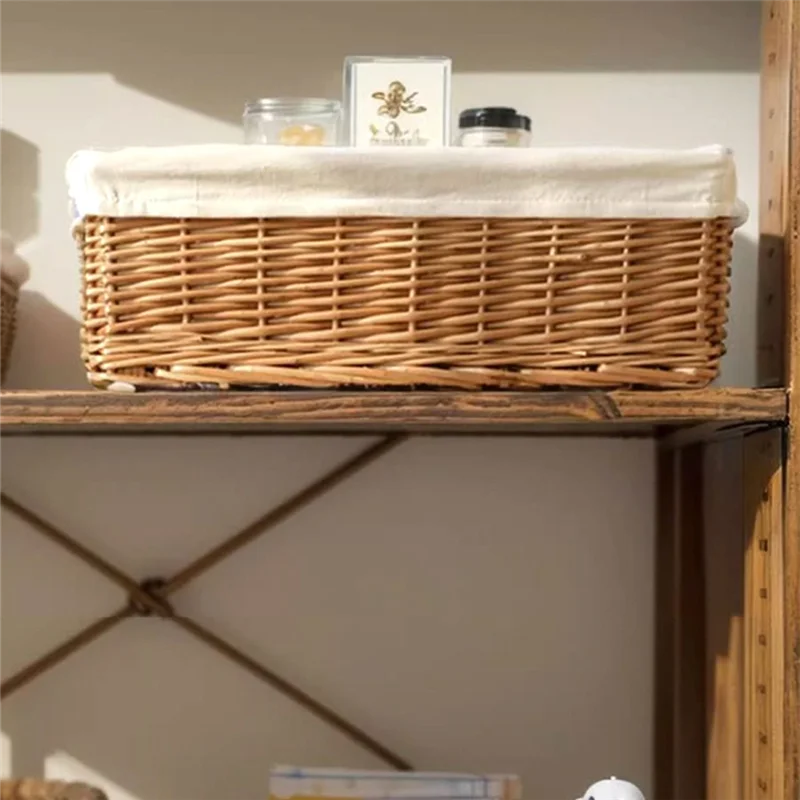 

Handwoven Storage Basket - Willower Weaving For Kitchen, Toys, Snacks Sundries Organizer Box For Home-B09B