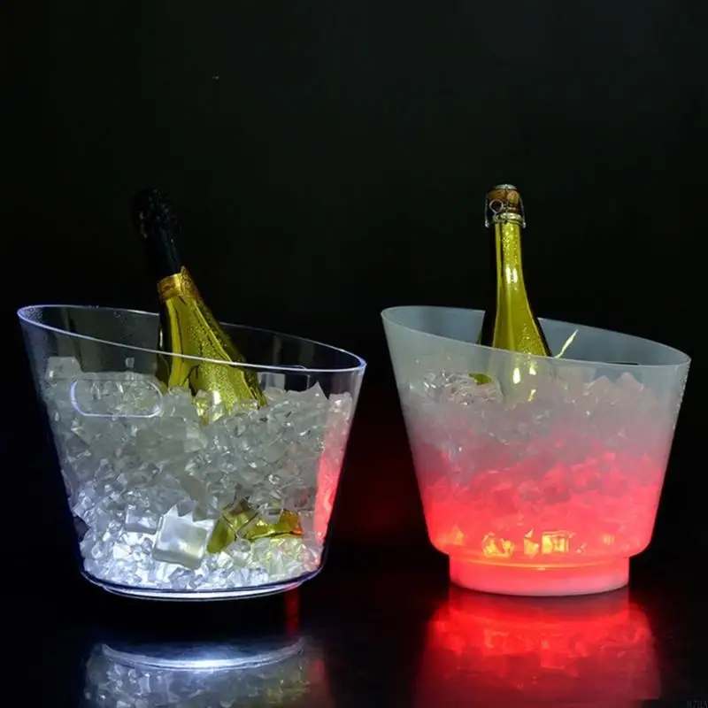 

Shatters proof Beverage Chiller Glowing LED Ice Buckets Large Capacity Beach Parties Essential 87HA