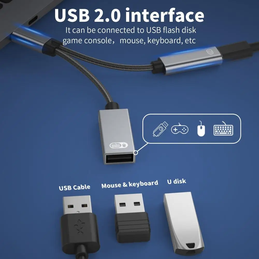 OD 3.2mm rodzaj USB C kabel 2 in1 60W PD szybkie ładowanie synchronizacja danych Adapter przejściówka OTG do laptopa Tablet z funkcją telefonu komórkowego 125mm długość — zdjęcie produktu 5