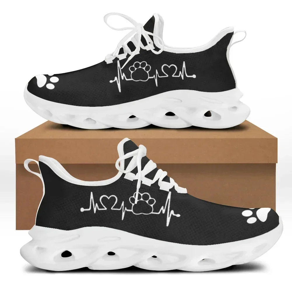 

Ladies Casual Animal Paw Print Brand Design Women Lightweight Flat Sneakers Lace-Up Shoes 2022