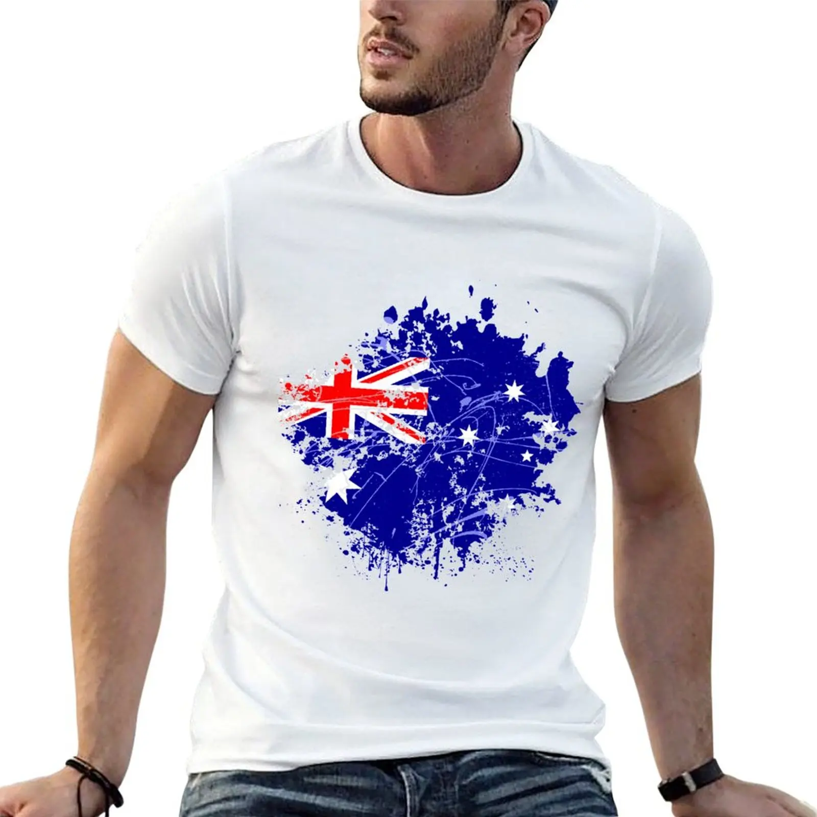

cotton tshirt shirts Australian t T-Shirt 100% for flag graphic man