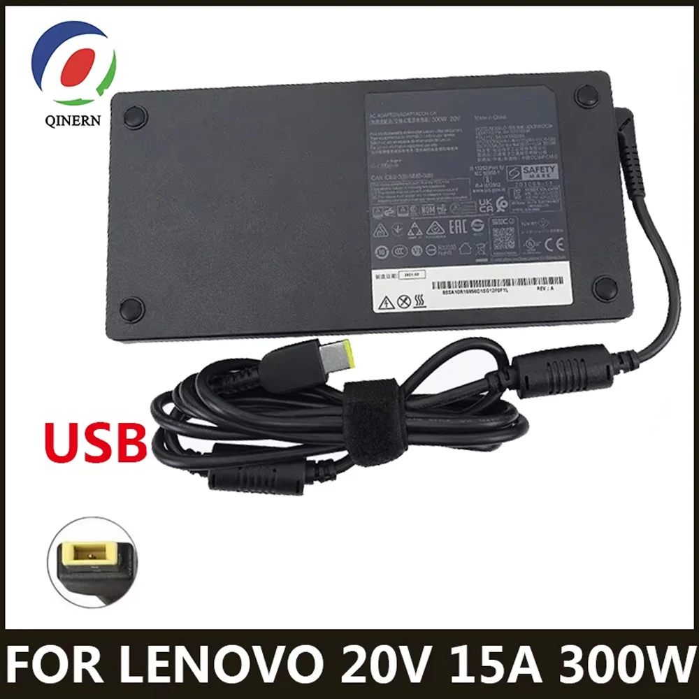 Carregador/Adaptador USB 20V 15A 300W para Notebook ThinkPad Yoga R9000P R9000K Y9000K R7000P 9000P 9000K ADL300SDC3A SA10R16956