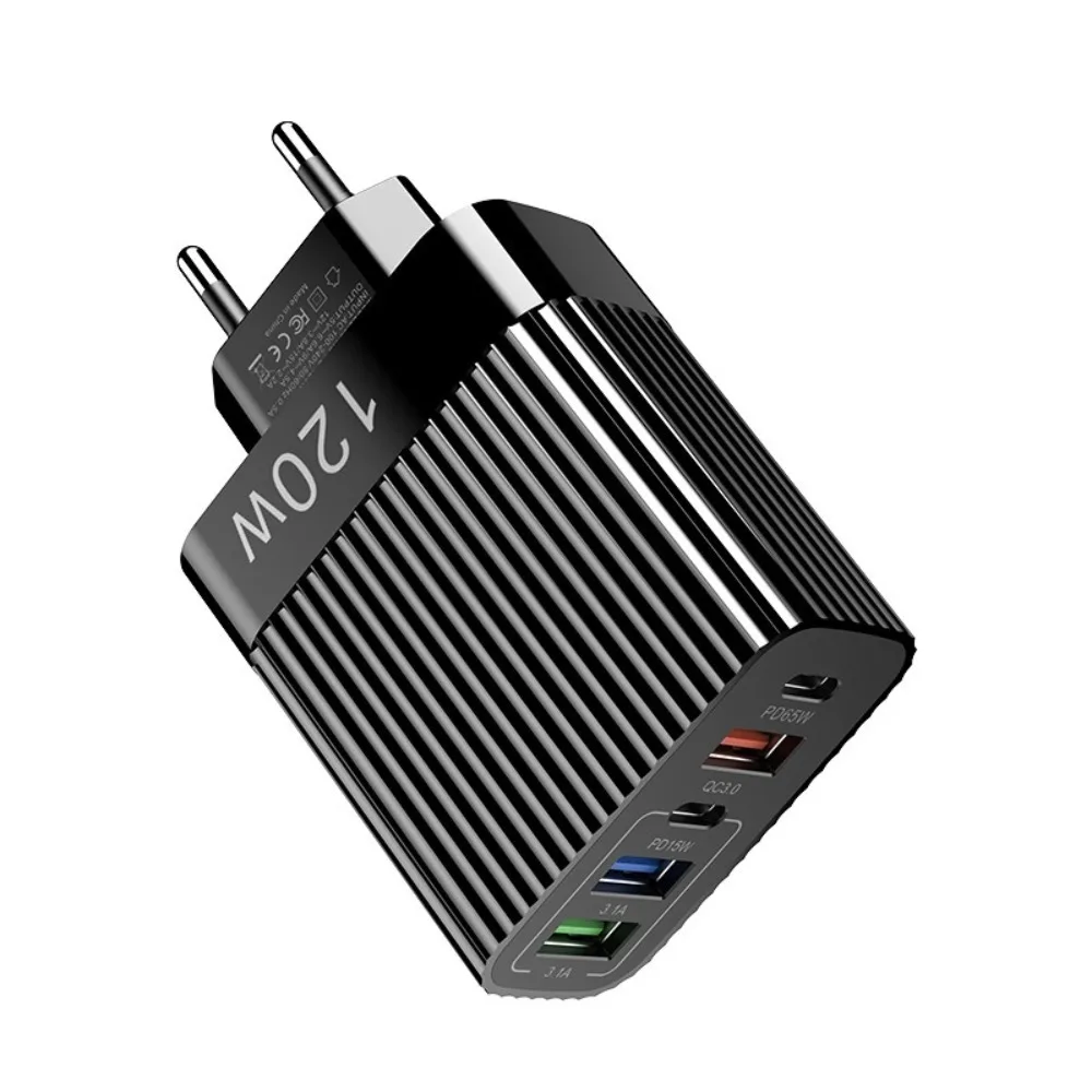 

120W Super Fast Charger Head 3 USB 2 Type C 10A Charger Phone Power Adapter 5 Ports for iPhone Samsung Xiaomi