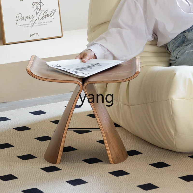 Lmm household solid wood replica l Butterfly stool Internet celebrity wabi sandy wind low stool