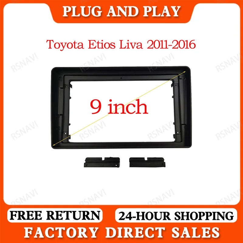 RSNAVI 2 Din 9 Inch Car Radio Installation DVD GPS Mp5 Plastic Facia Panel Frame for Toyota Etios Liva 2011-2016 Dash Mount Kit