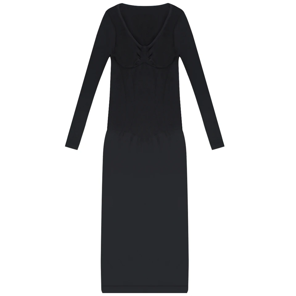 Becirzet Elegantes Damen-Maxikleid, Figurbetont, Langarm, Formende Unterwäsche, Übergröße – Detail 14