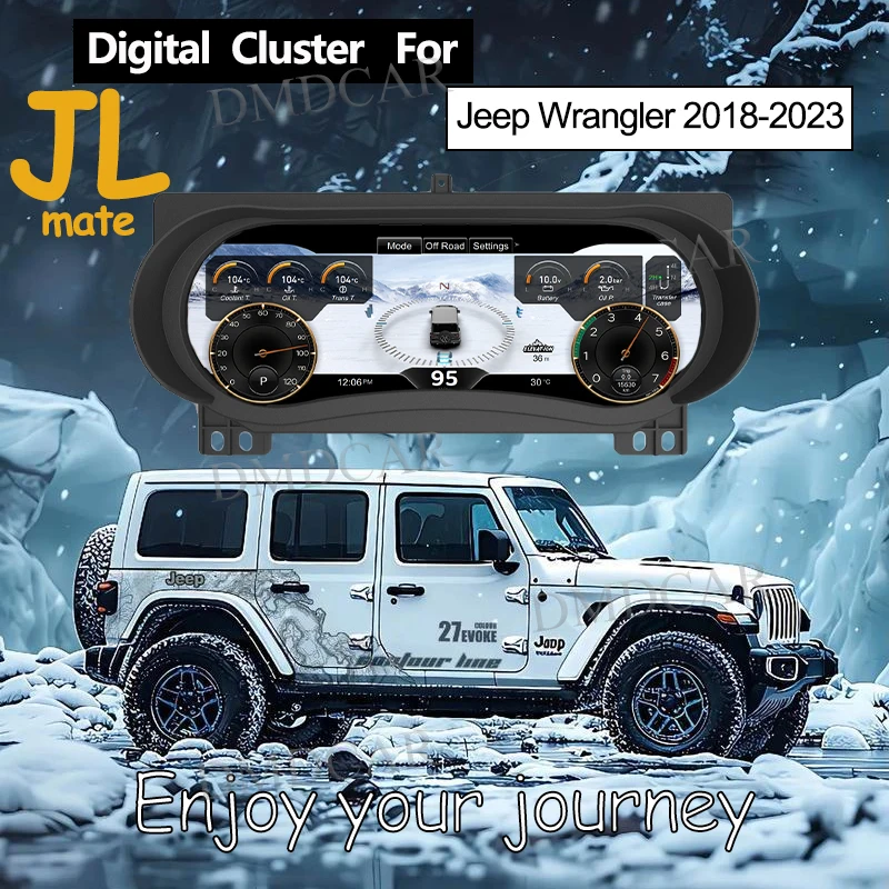 12.3-inch Car LCD Cluster Instrument Dashboard Virtual Cockpit Panel For Jeep Wrangler 2018-2023 virtual cockpit dashboard