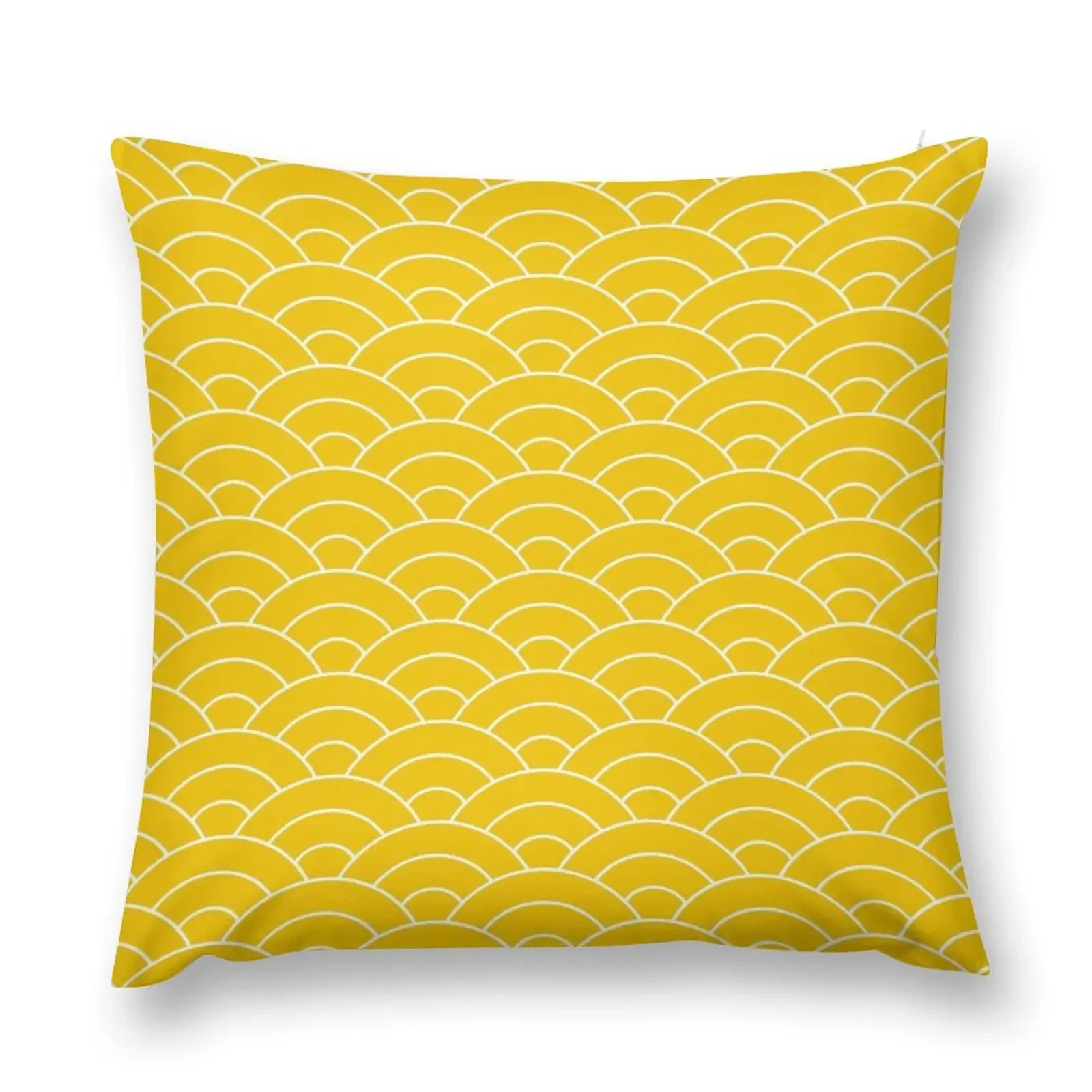 waves, white and saturated yellow Throw Pillow Sofa Cushion Pillow Case Christmas pillow