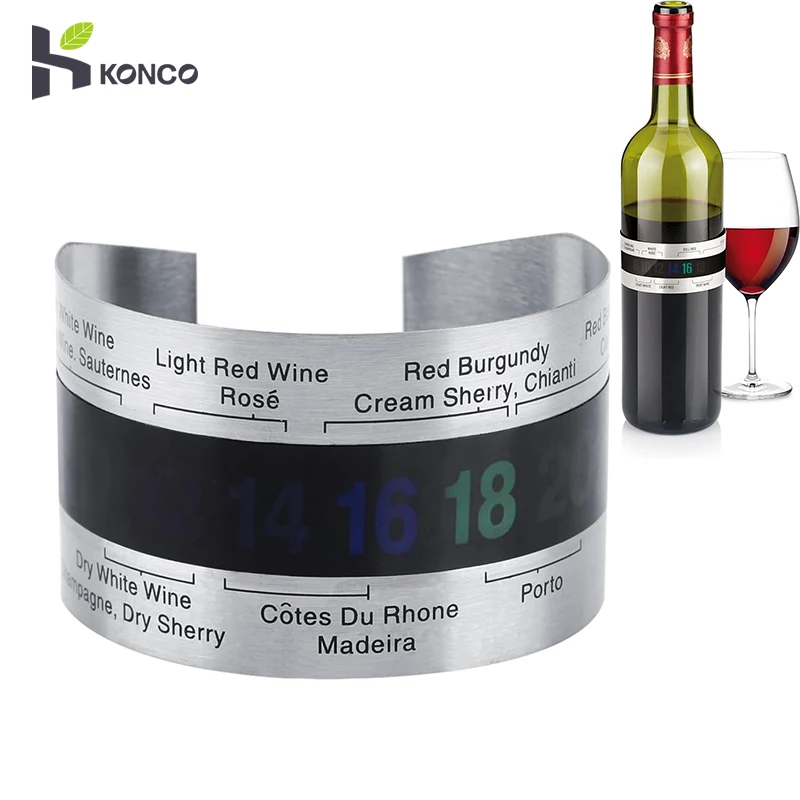 Wine Bottle Thermometer Bar Tool Stainless Steel Wine Collar Thermometer LCD Display clip Sensor for Champagne Beer Red Wines