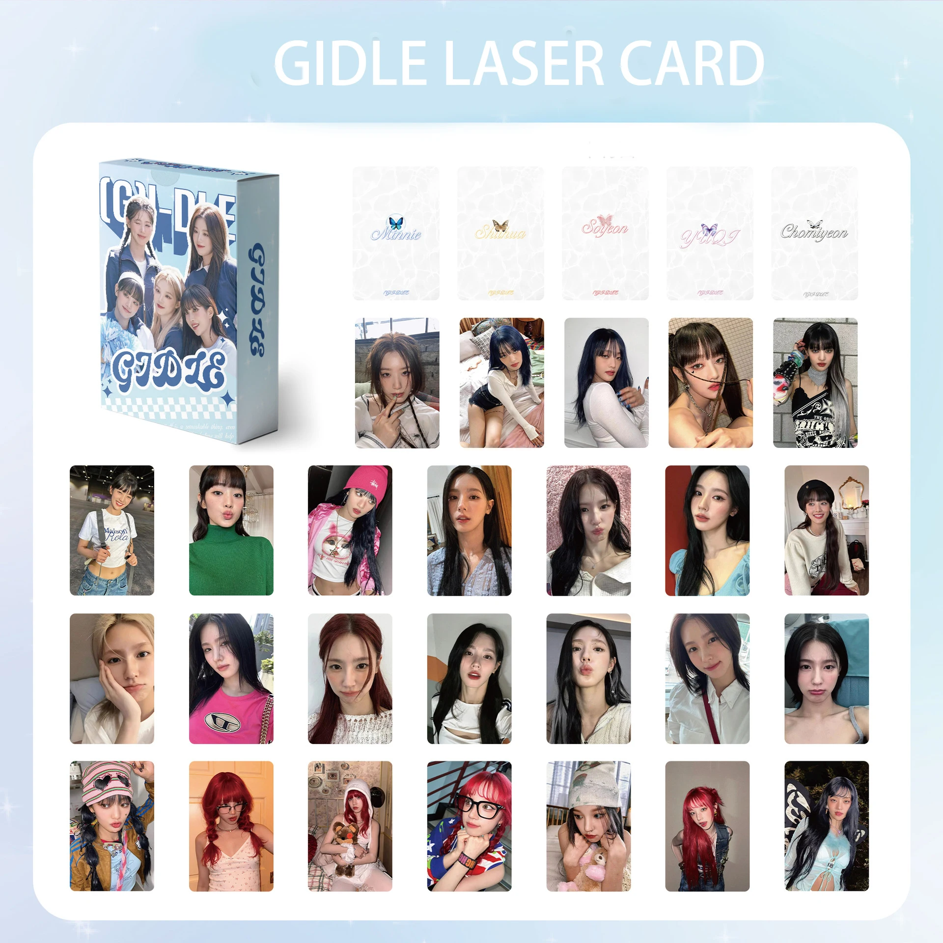 KPOP (G)I-DLE Self-printed Card Song Yuqi SoYeon Idol Photocard Shuhua MiYeon MINNIE Star Album Laser Card Fans Gifts