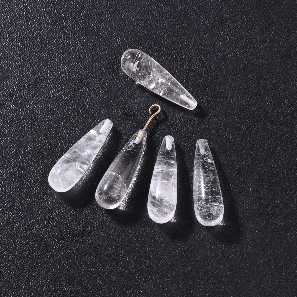 2 pçs 8x23mm pedra natural meio buraco perfurado contas de gota de água para pingente colar brincos diy