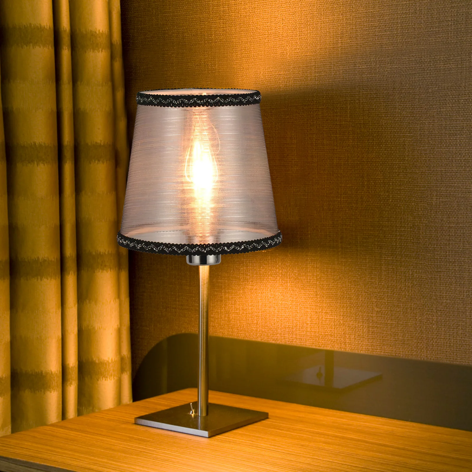 

Small Lampshade Fabric Metal Clip on Light Cover for Pointed Bulbs Create Warm Office Ceiling Lampshades