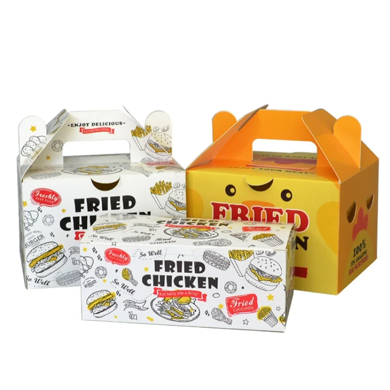 Customized productfactory wholesales fried chicken buger french fires hot dog paper box take out to-go box