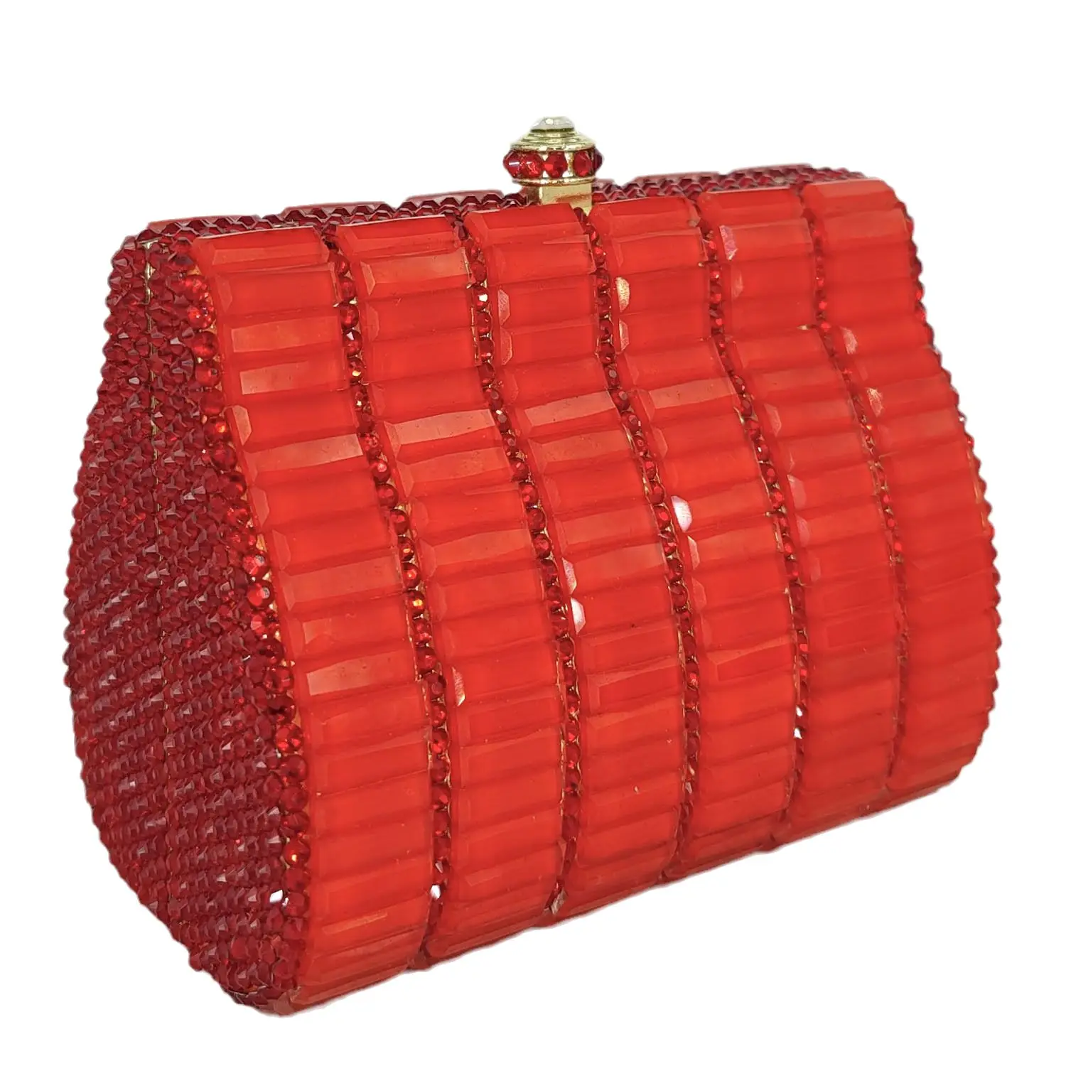 Boutique De FGG Cute Super Mini Women Red Crystal Clutch Evening Minaudiere Bags Party Dinner Rhinestone Handbags Bridal Purse