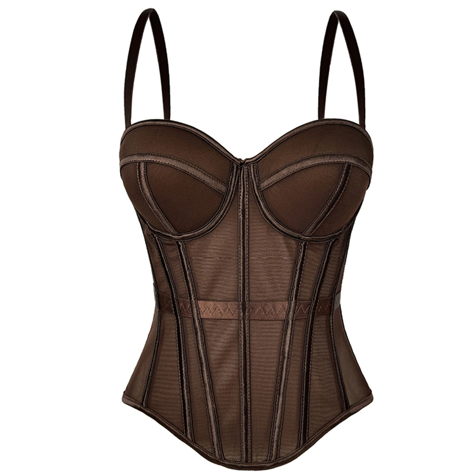 Becirzet Elegantes Formgebendes Sexy Spitzenkorsett Damen-Bustier Taillentrainer Schlankes Crop-Top Körperformer Mehrfarbiger Fischgräten-BH – Detail 13