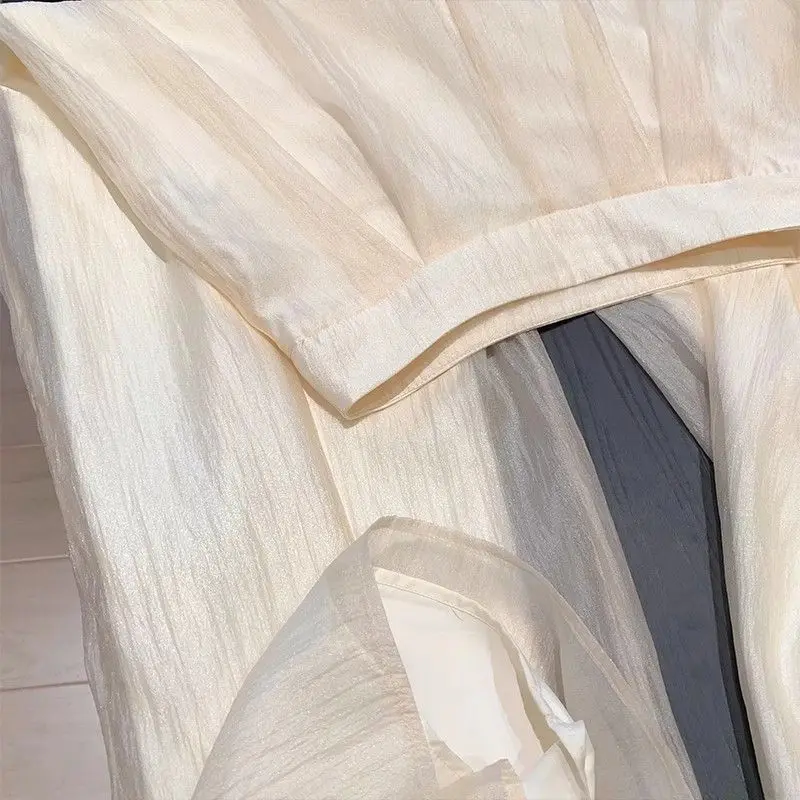 رقيقة شبكة السراويل النساء Pantalones Mujer الصيف المرقعة فضفاضة واسعة الساق الكورية موضة بنطلون شيك