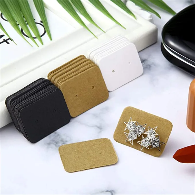 100 Pcs 2.5x3.5cm Mini Earrings Stud Display Card Blank Design Black White Brown Special Card Paper for Jewelry