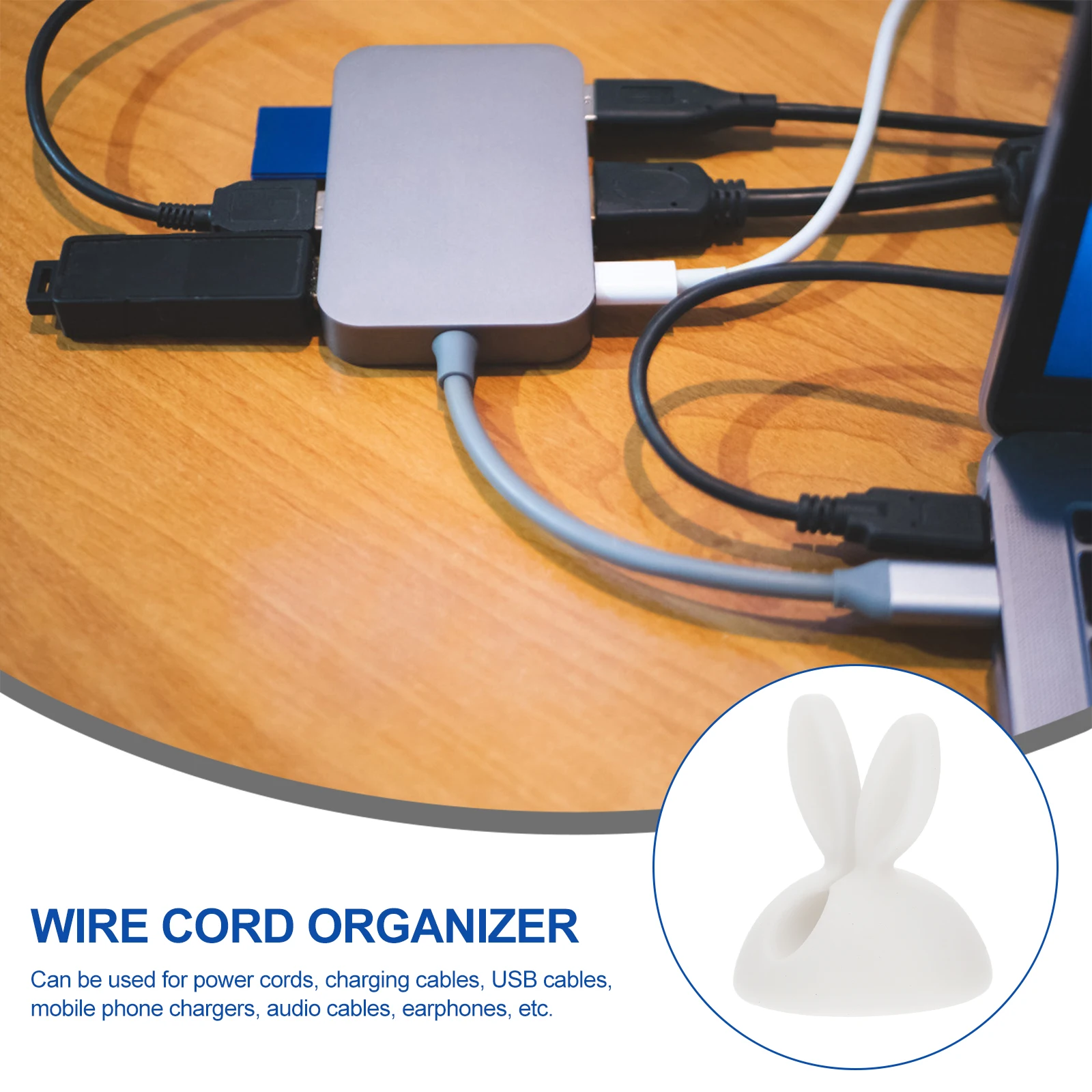 

20pcs Single Desk Cord Clips Wire Tie Wire Cord Organizer Holder Clips TPR Durable Rabbit Cable Holder Shape