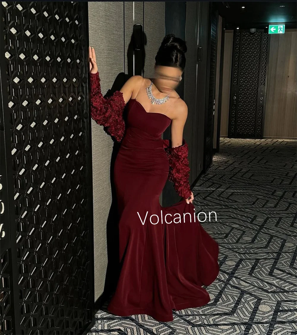 تخصيص الرسمي جيرسي زهرة الطية البوق شير الأشرطة الحبيب فساتين طويلة مناسبة مخصصة مثير