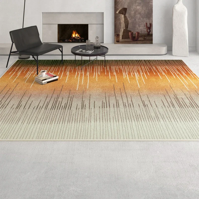 

Modern Light Luxury Living Room Carpet Sunset Color Bedroom Carpet Striped Art Rendering Coffee Table Rug Non-slip Cloakroom Rug