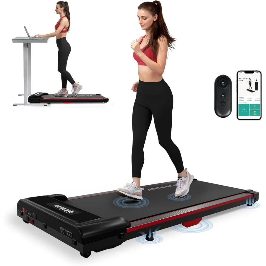 Cinta de correr portátil debajo del escritorio con inclinación para uso en el hogar y la oficina, Motor de 2,5 HP, aplicación remota, Control, pantalla LCD, compatible con hasta 300 libras