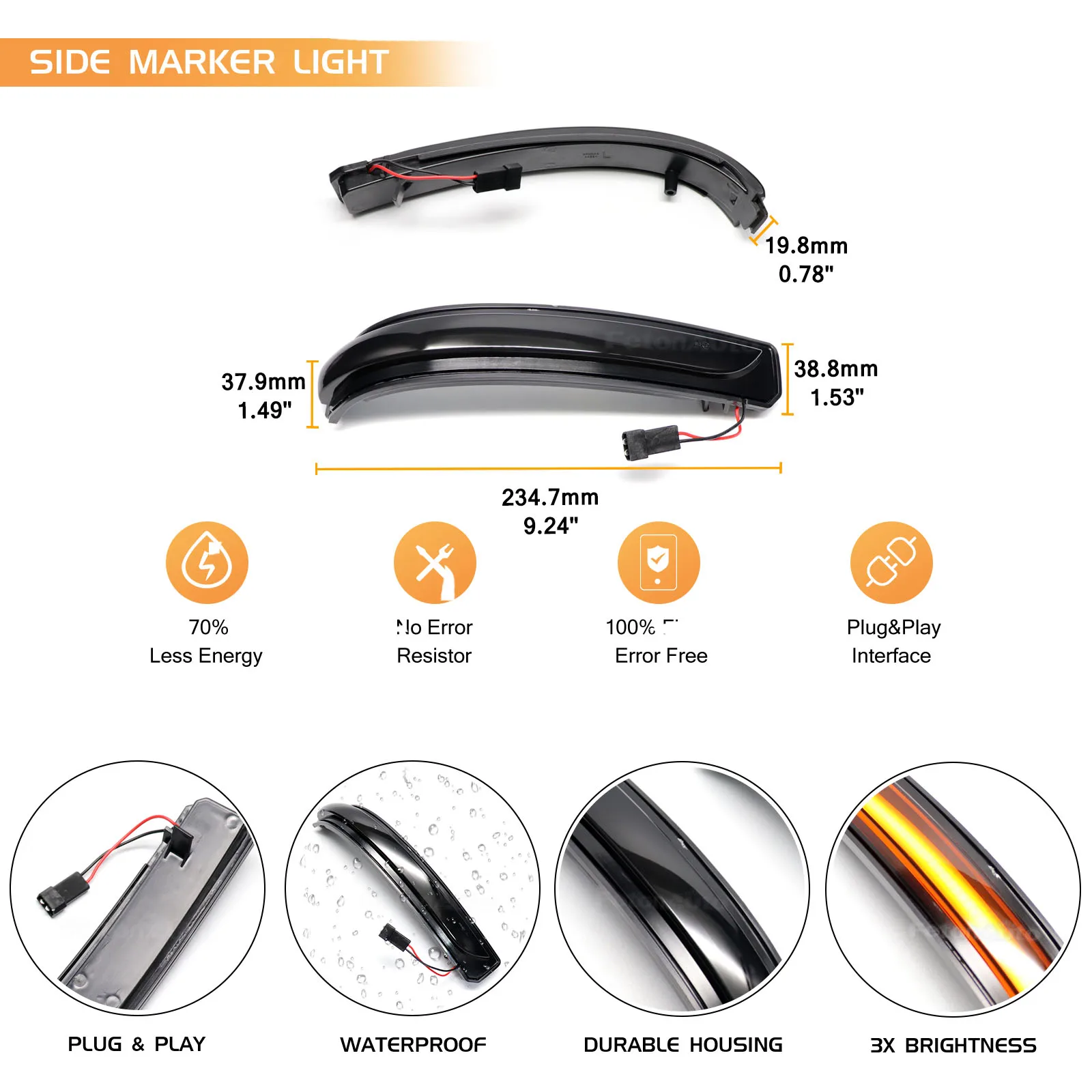 For Mercedes Benz Class A B W169 A160 W245 Facelift LED dynamic side rearview mirror turn signal lamp sequence lamp arrow lamp