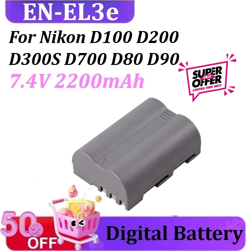 

EN-EL3e EN EL3e ENEL3e Batteries for Nikon D100 D700 D80 D200 D300S D90 Digital Batteries High-Capacity Replacement 7.4V 2200mAh