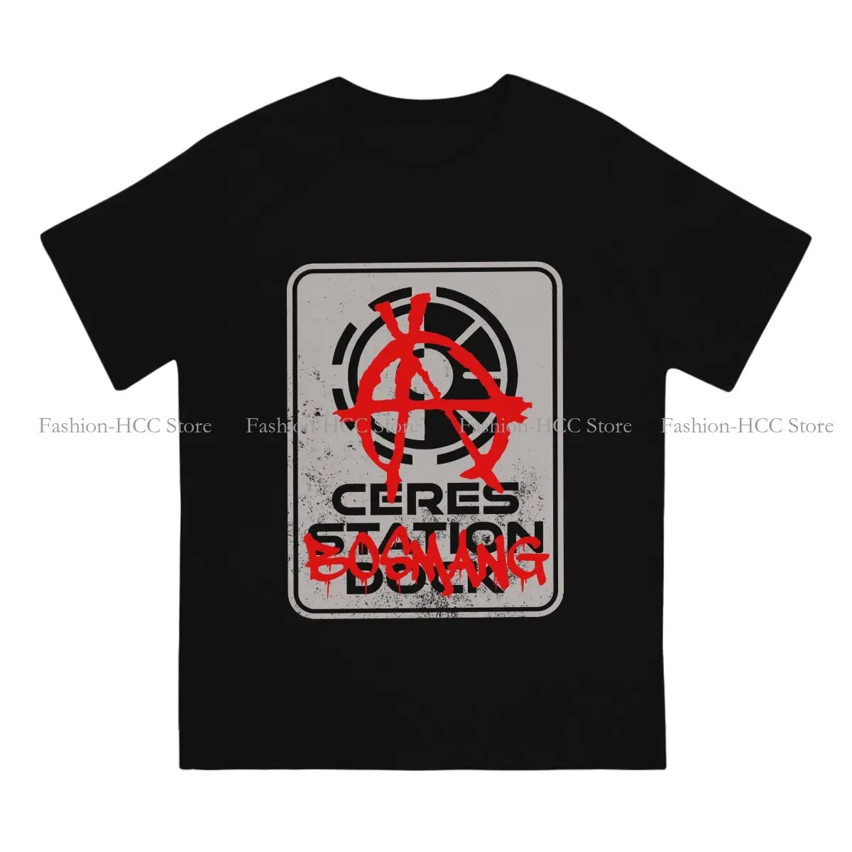 The Expanse TShirt for Men Belter Defaced Ceres Station Dock Sign Humor Summer Tee Polyester T Shirt High Quality Trendy Loose