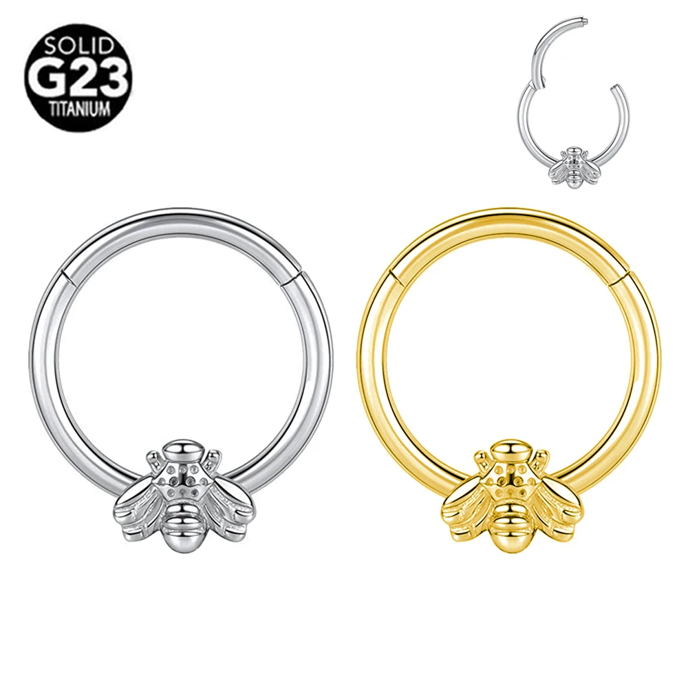 G23 Titanio Ape Setto Anello al naso Piercing Gioielli per il corpo 16G Segmento lunare Serpente Clicker Elica Orecchio Cartilagine Cuore Daith Hoop