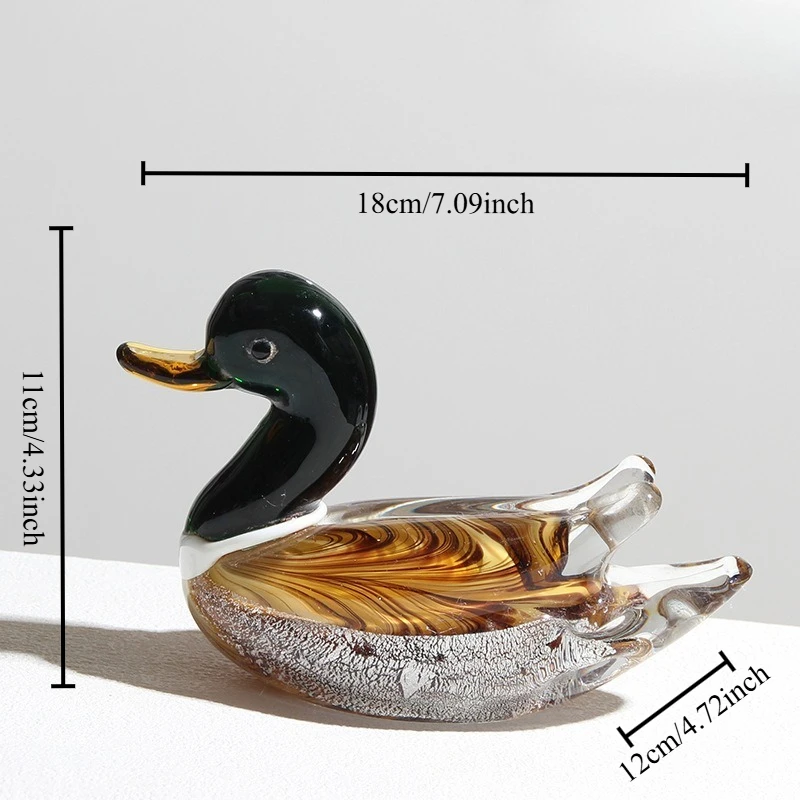 Crystal Glass Mandarin Duck Ornament Artisan Home Decor Living Room Accent Piece Beautiful Colored Glaze Animal Figurines Gift