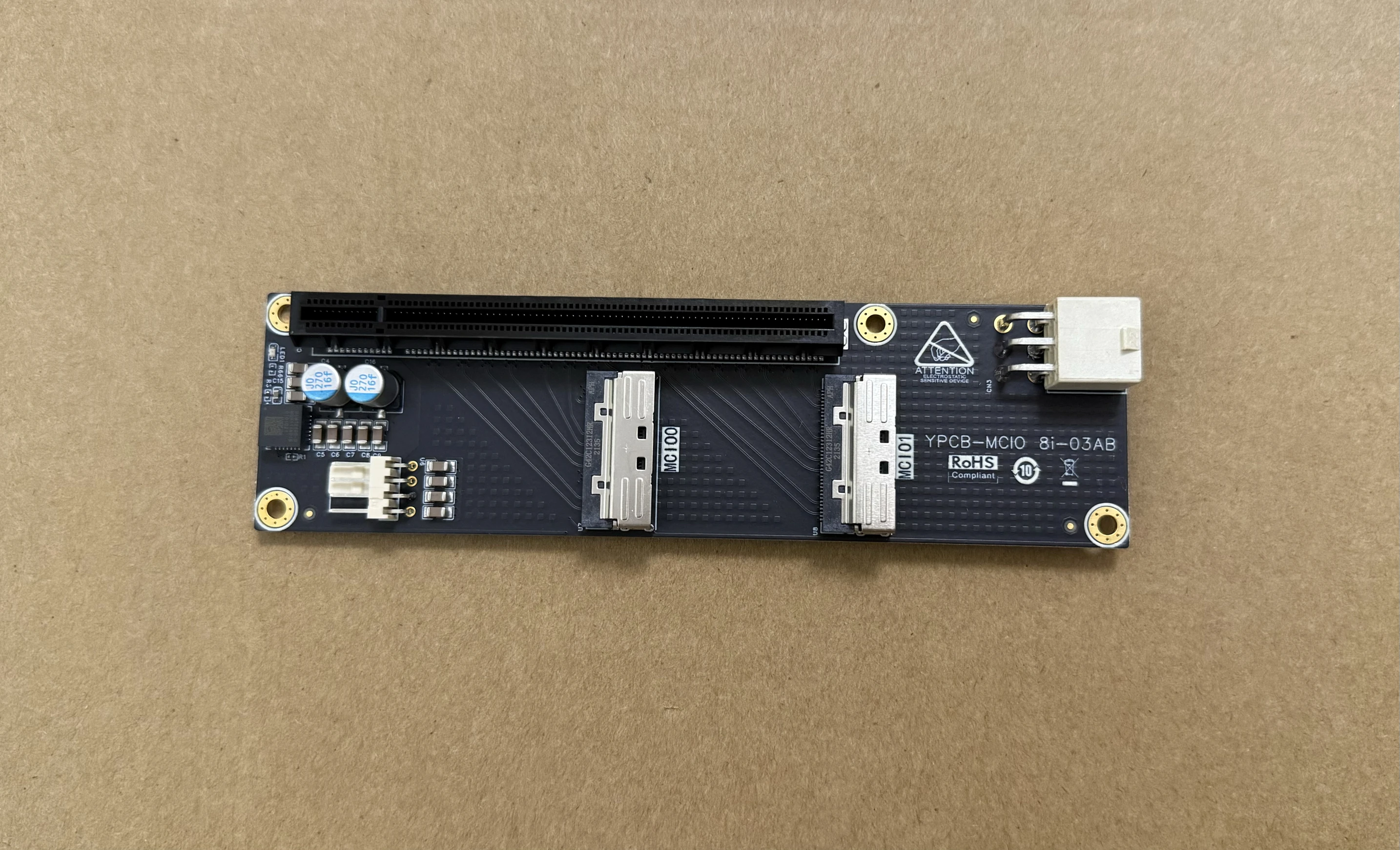 

Mcio to pcie adapter card pcieX16 supports up to pcie 5.0